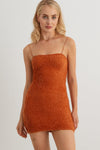 Rust Fuzzy Knit Strappy Mini Dress /2-2-2