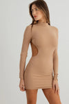 Ribbed Open Back Cut Out Long Sleeve Mini Dress - Tasha Apparel Wholesale