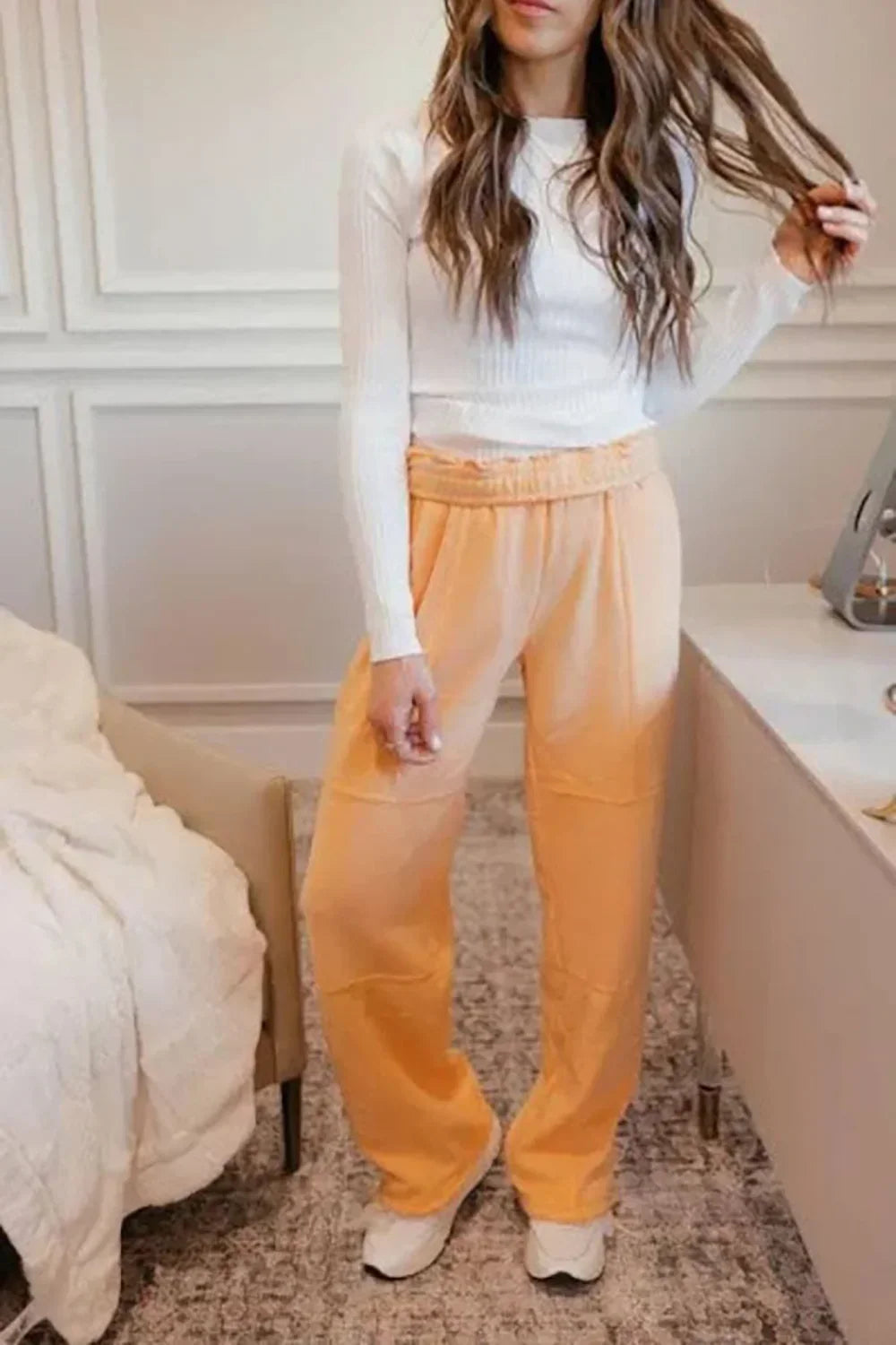 Soft Drawstring Tie Hem Casual Joggers Comfort Athleisure Pants