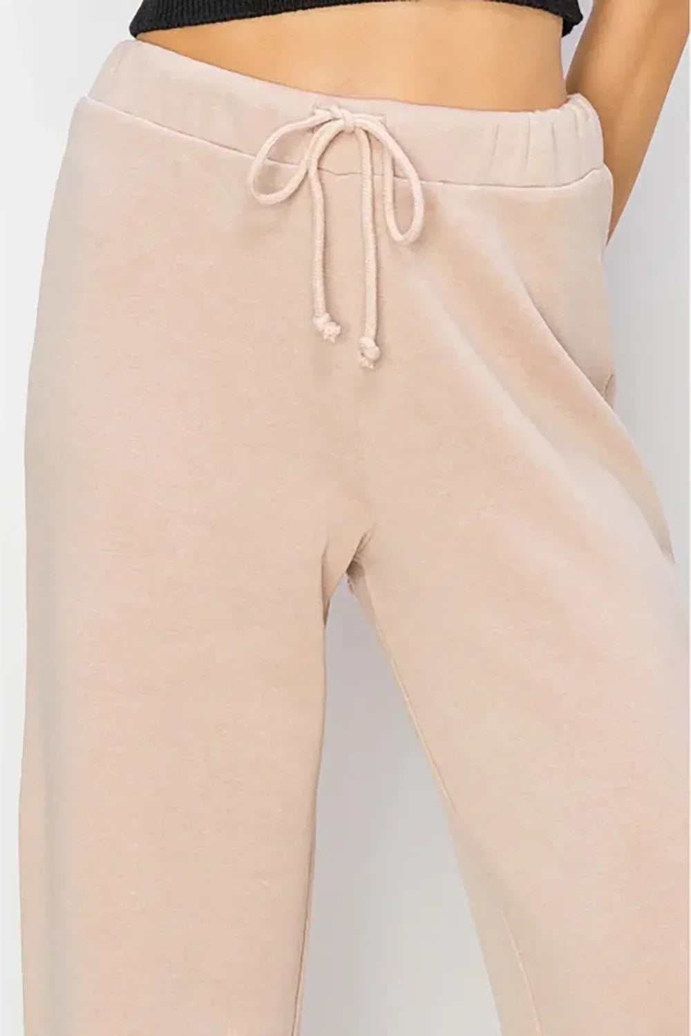 High Waisted Wide Leg Drawstring Comfy Flowy Pants - Tasha Apparel Wholesale