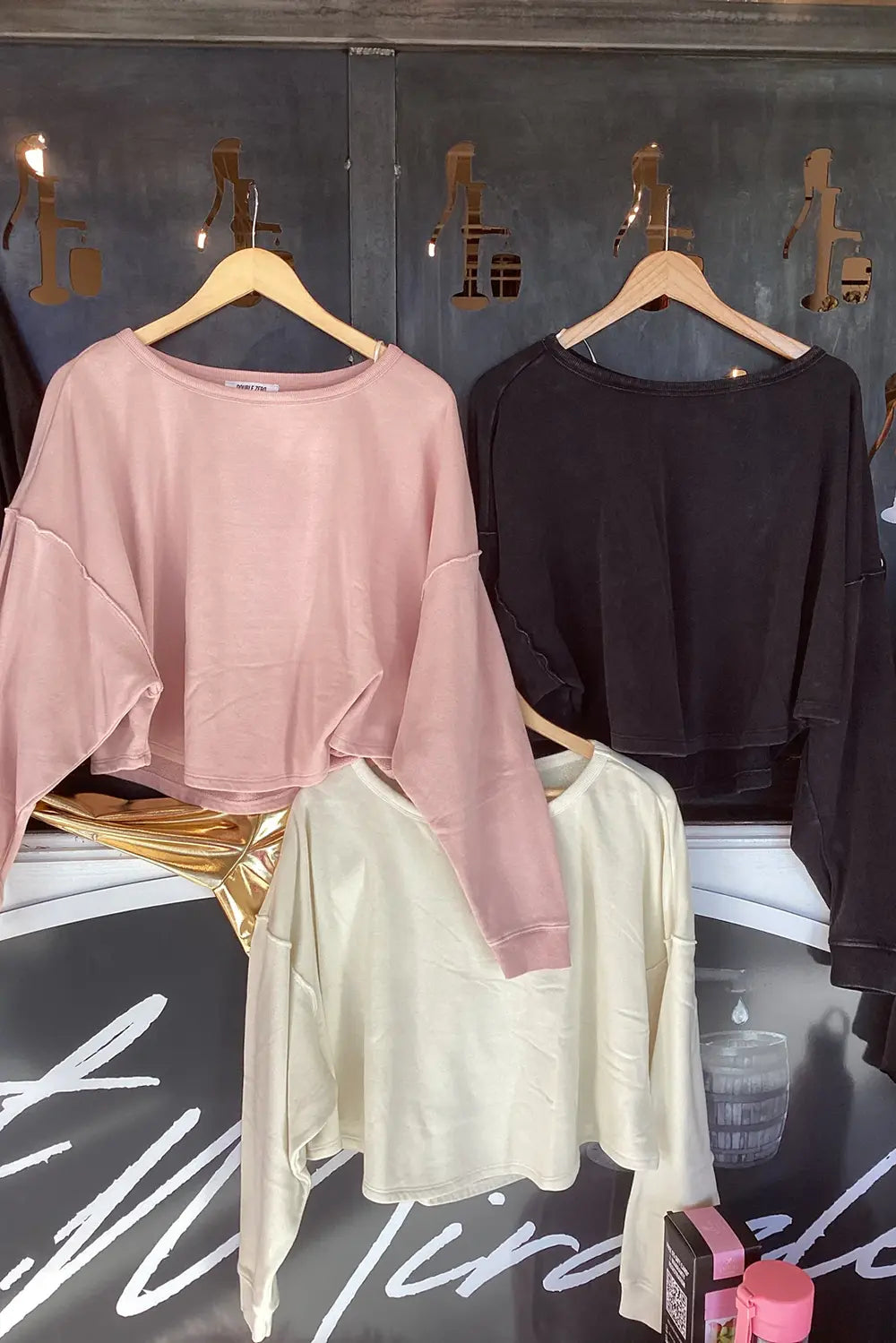 Oversized Cropped Sweatshirt Casual Athleisure Pullover Top