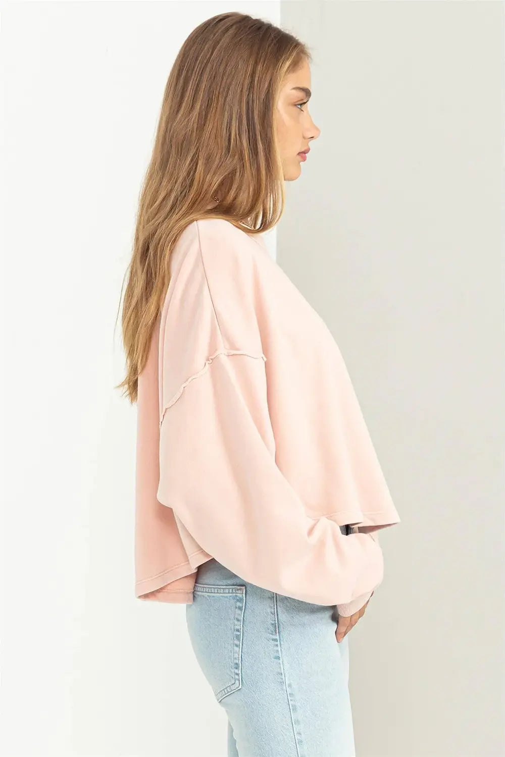 Oversized Cropped Sweatshirt Casual Athleisure Pullover Top