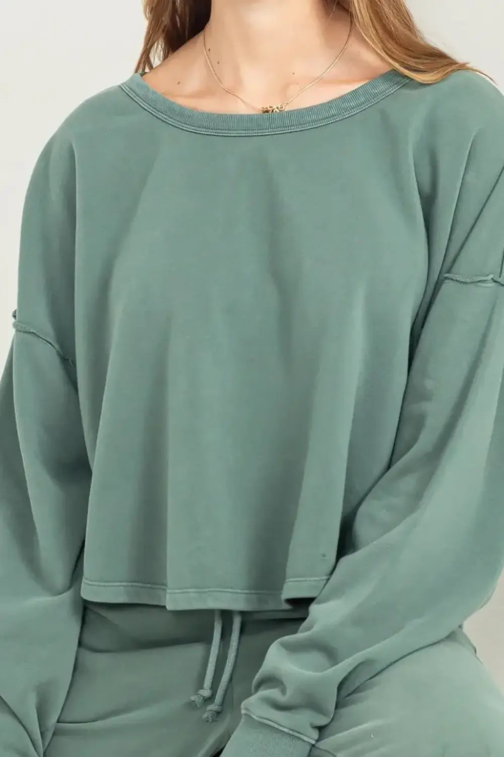 Oversized Cropped Sweatshirt Casual Athleisure Pullover Top