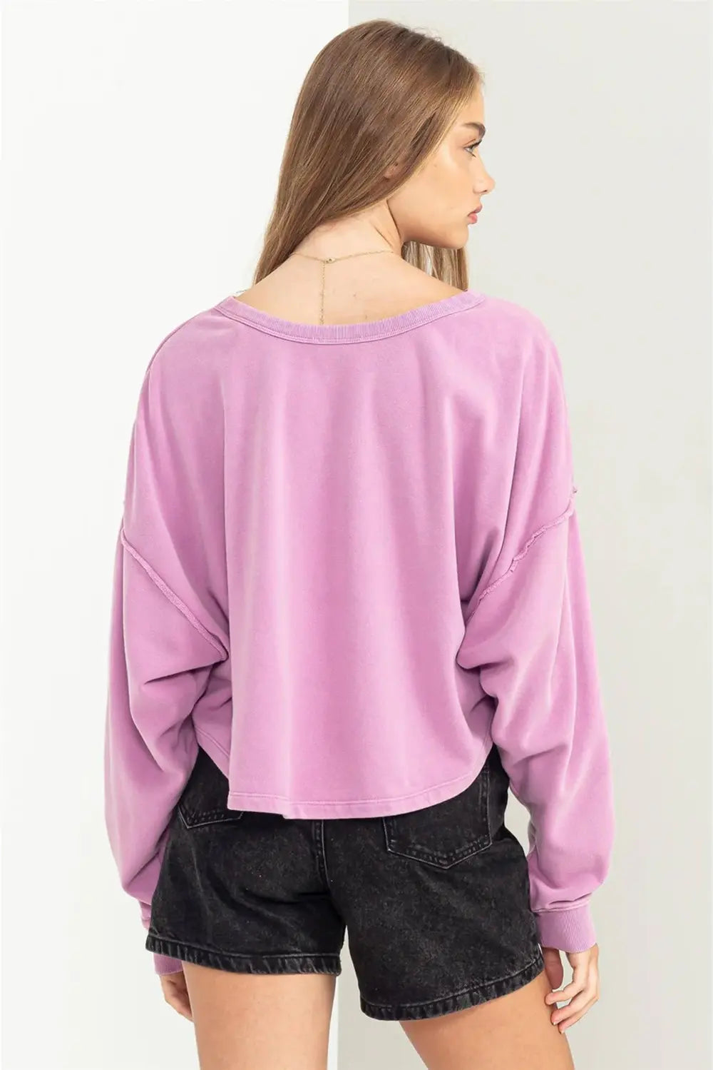 Oversized Cropped Sweatshirt Casual Athleisure Pullover Top