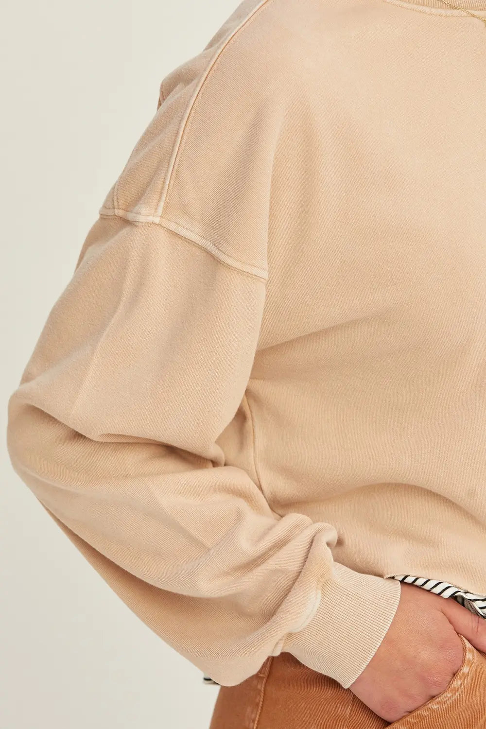 Oversized Basic Crewneck Frayed Hem Casual Cropped Pullover Sweatshirt Top