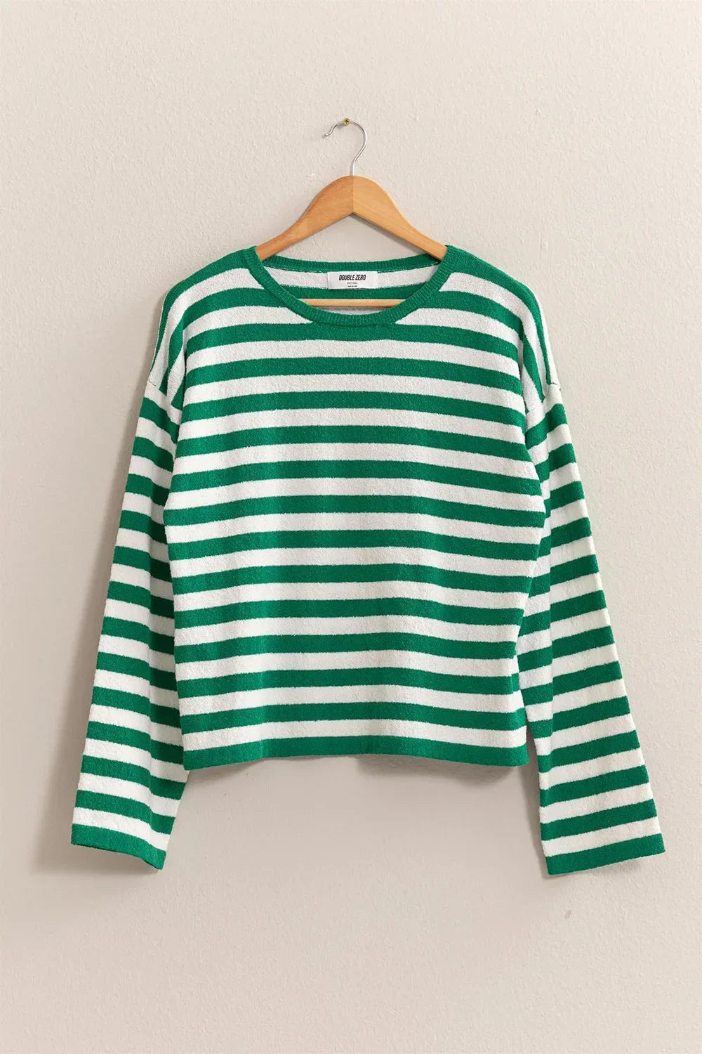 Classic Horizontal Striped Soft Knit Crew Neck Relaxed Fit Long Sleeve Pullover Sweater