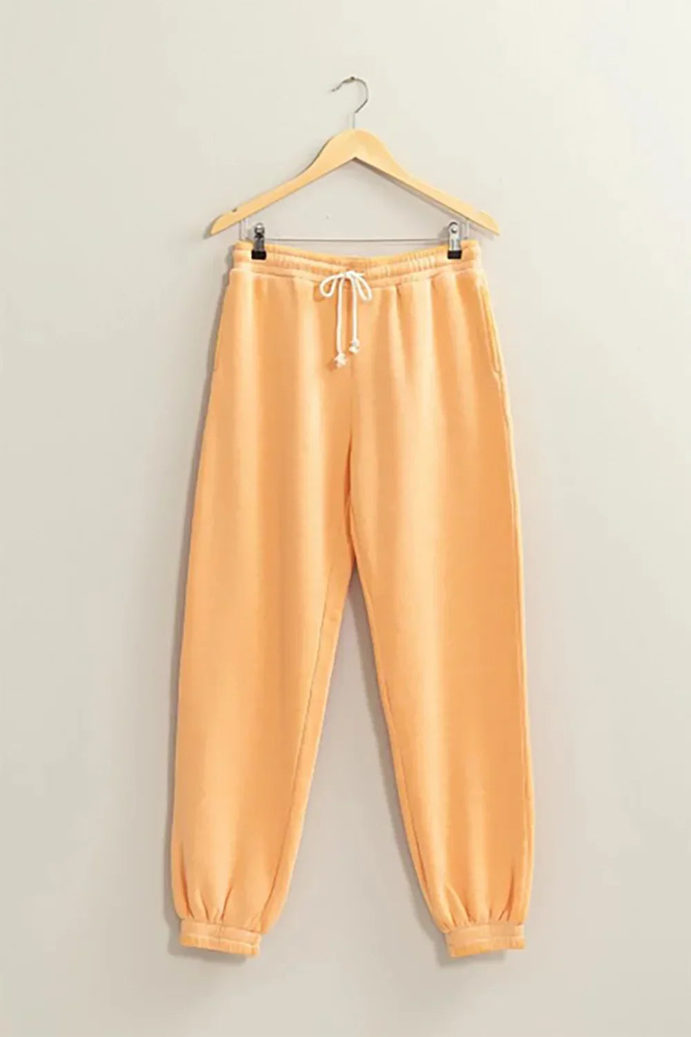 Peach Orange Soft Drawstring Joggers High Waist Comfort Pants