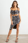 Animal Print Mesh Ruched Crop Top & High Waist Skirt Set - Tasha Apparel Wholesale