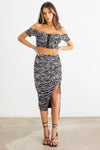 Animal Print Mesh Ruched Crop Top & High Waist Skirt Set - Tasha Apparel Wholesale