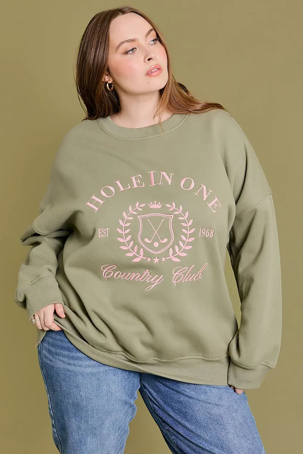 Plus Size "Hole In One Country Club" Vintage Golf Oversized Sweatshirt