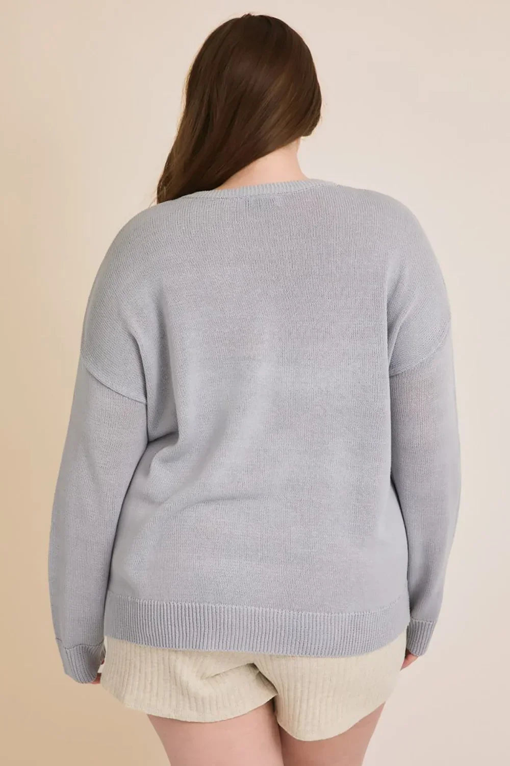 Plus Size "OCEAN BLVD" Graphic Knit Long Sleeve Crew Neck Boutique Sweater