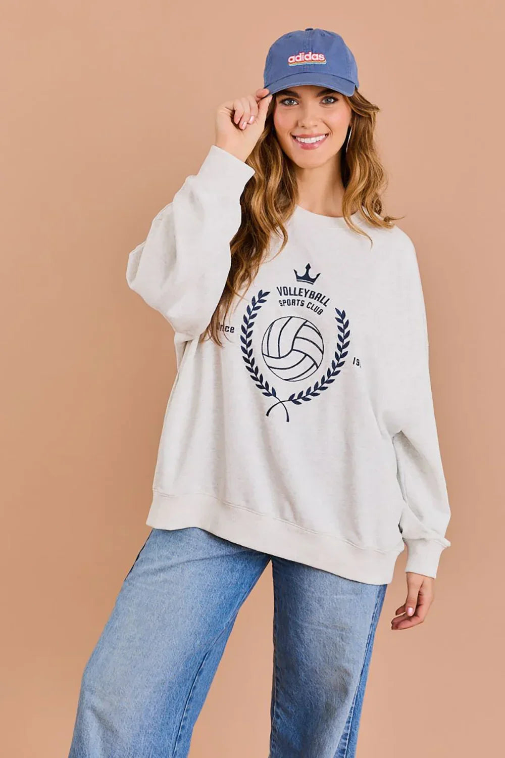 Plus Size "Volleyball Sports Club" Vintage Athletic Graphic Pullover Sweatshirt