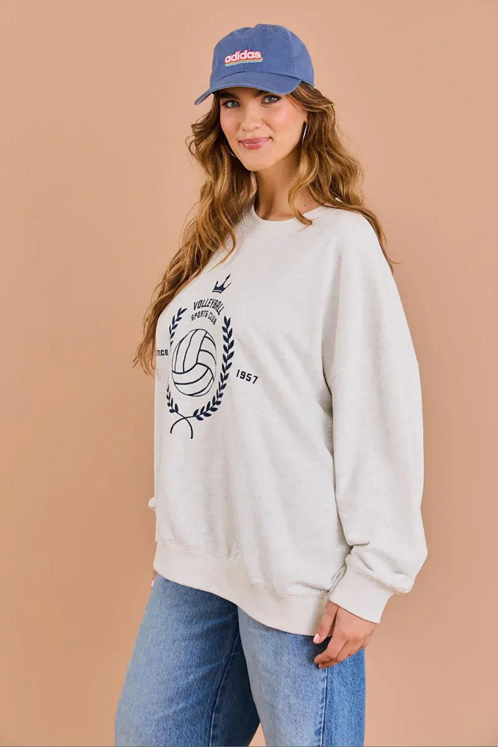 Plus Size "Volleyball Sports Club" Vintage Athletic Graphic Pullover Sweatshirt