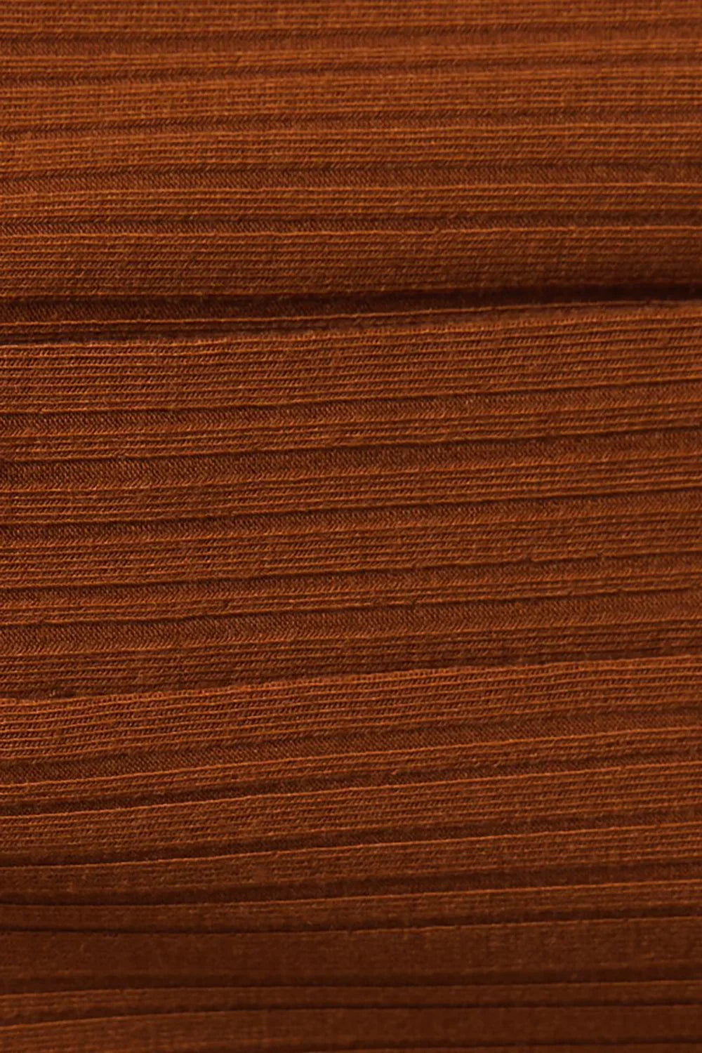 Rust Brown Ribbed Knit Balloon Sleeves Button-Front V-Neck Mini Dress