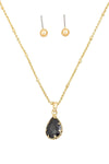 Crystal Teardrop Necklace & Small Ball Earring Set