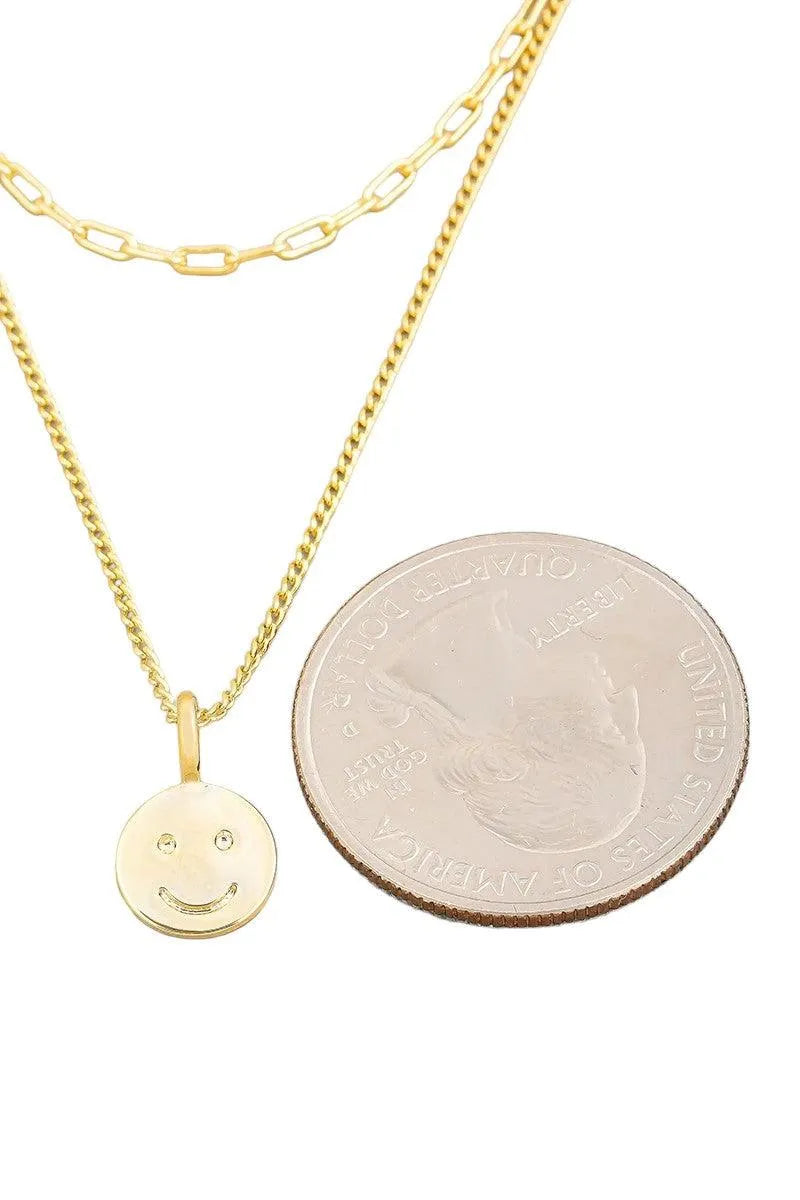 Smiley Face Charm Dainty Layered Necklace - Tasha Apparel Wholesale