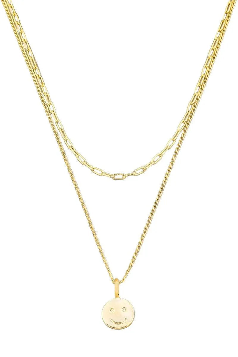 Smiley Face Charm Dainty Layered Necklace - Tasha Apparel Wholesale