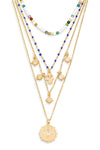 Four Layer Colorful Beads Evil Eye Pendant Necklace