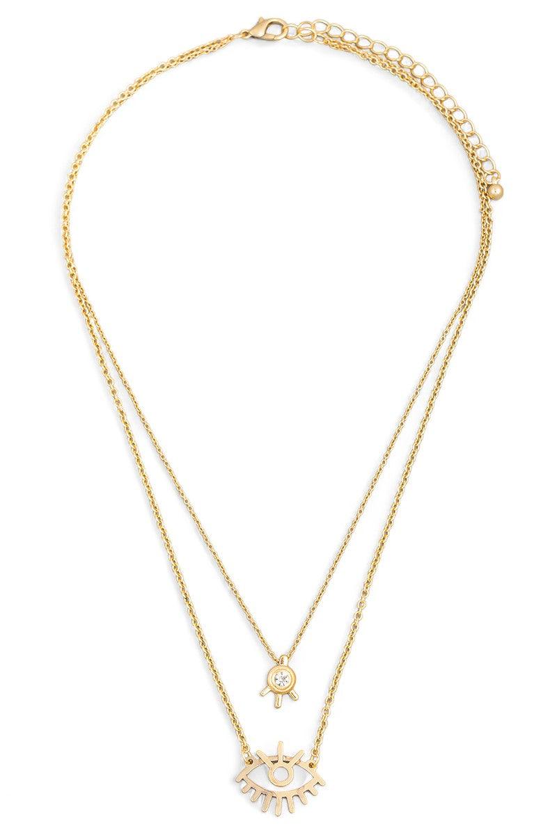 Layered Eye Cutout Pendant Chain Necklace - Tasha Apparel Wholesale