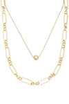 Layered Oval Cutout Chain Link Ball Pendant Necklace