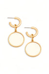 Solid Wooden Disc Round Drop Plated Earrings - Tasha Apparel Wholesale