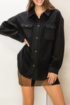 Utility Oversized Shacket Soft Button Chest Pockets Jacket
