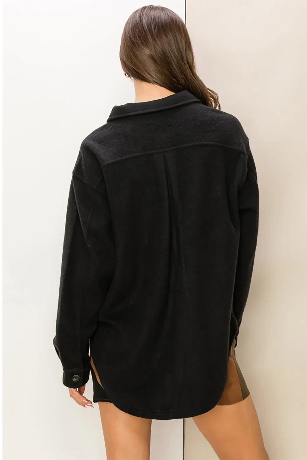 Utility Oversized Shacket Soft Button Chest Pockets Jacket - Tasha Apparel Wholesale