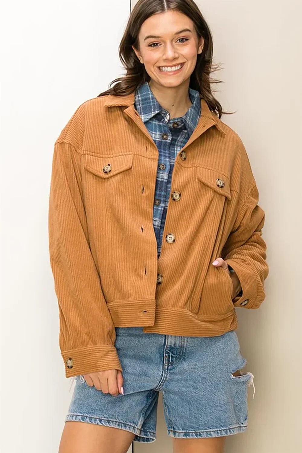 HF24A891 Countryside Corduroy Trucker Jacket - Tasha Apparel Wholesale