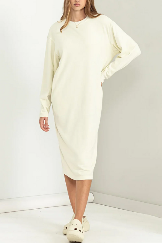 Oversized Midi Sweatshirt Dress Long Sleeve Casual Comfort Dress