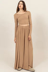 HF24E927-SET Long Sleeve Crop Top & Extra Wide Pants Set - Tasha Apparel Wholesale