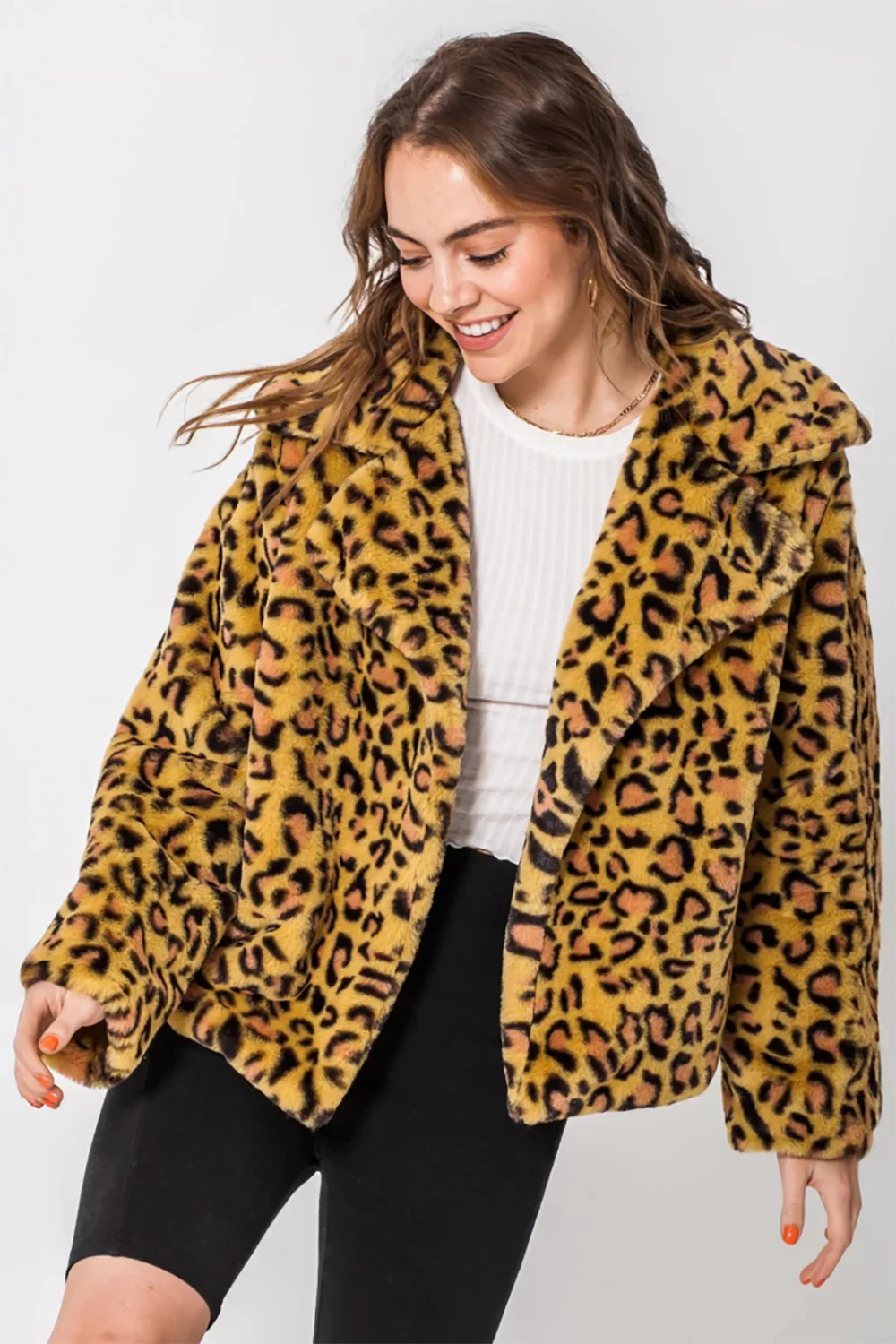 Leopard Print Sherpa Teddy Bear Cozy Oversized Fashion Bomber Jacket