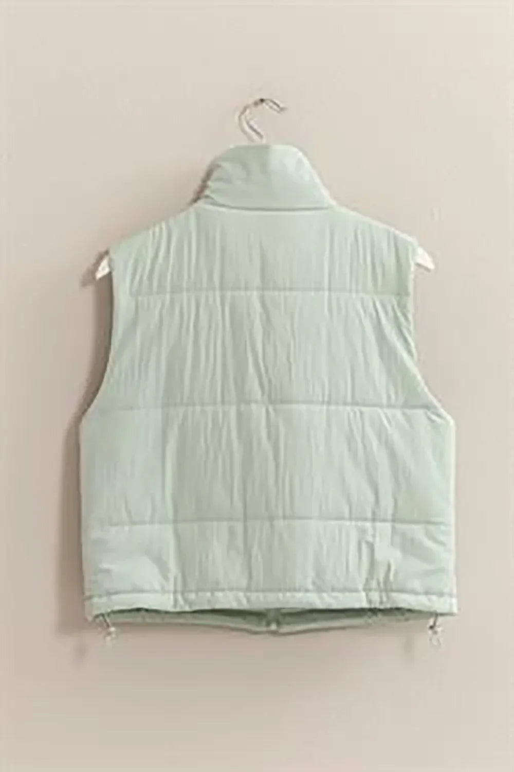 Lightweight Side Drawstring Front Pocket Neutral Puffer Quilted Vest