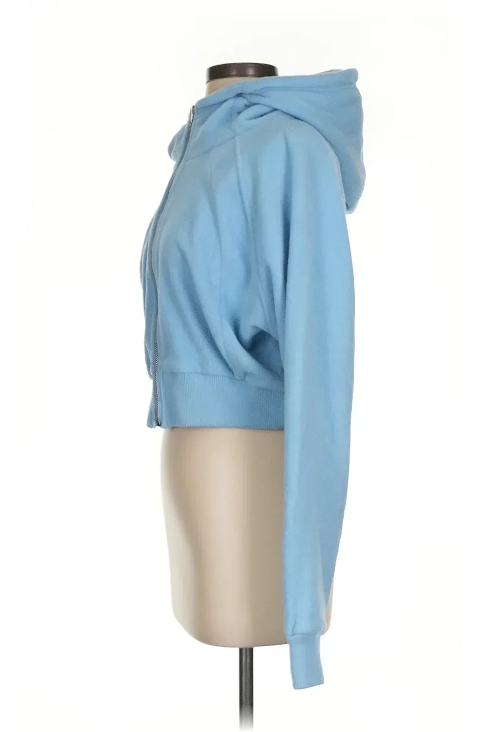 Cropped Zip Up Hooded Jacket Soft Fleece Brushed Scuba Hoodie