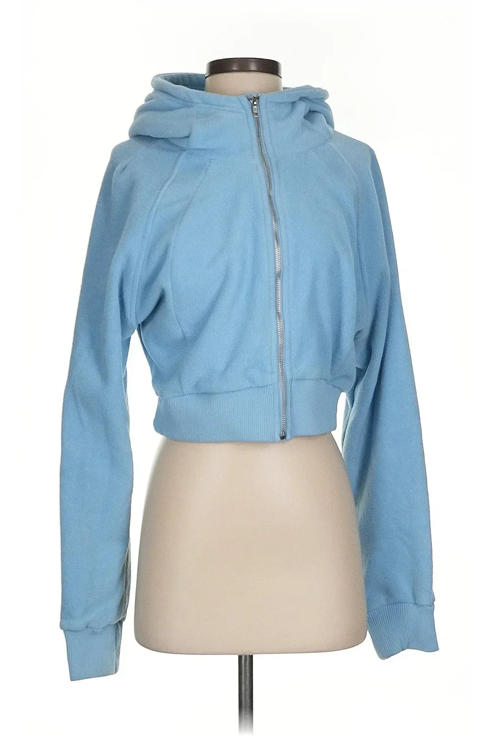 Cropped Zip Up Hooded Jacket Soft Fleece Brushed Scuba Hoodie