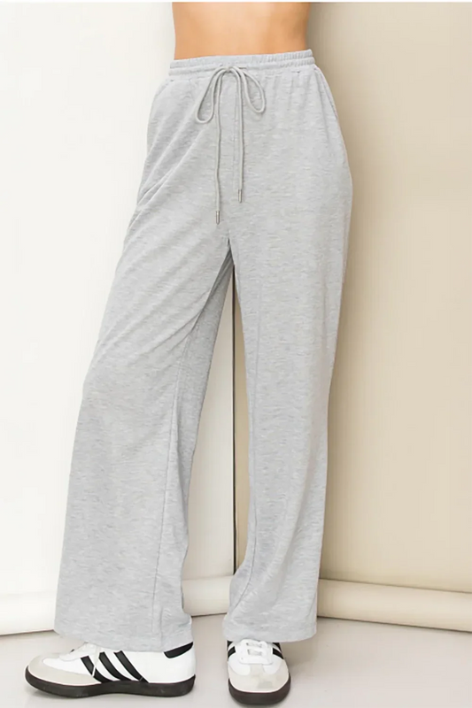 Lightweight Drawstring Wide Leg Side Pocket Relaxed Fit Lounge Sweatpants