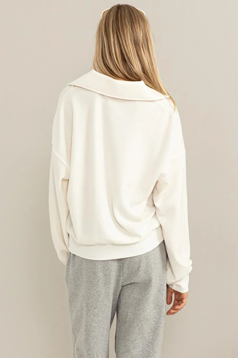 Stylish Sensation Half-Zip Fleece-Lined Fabric Sweatshirt