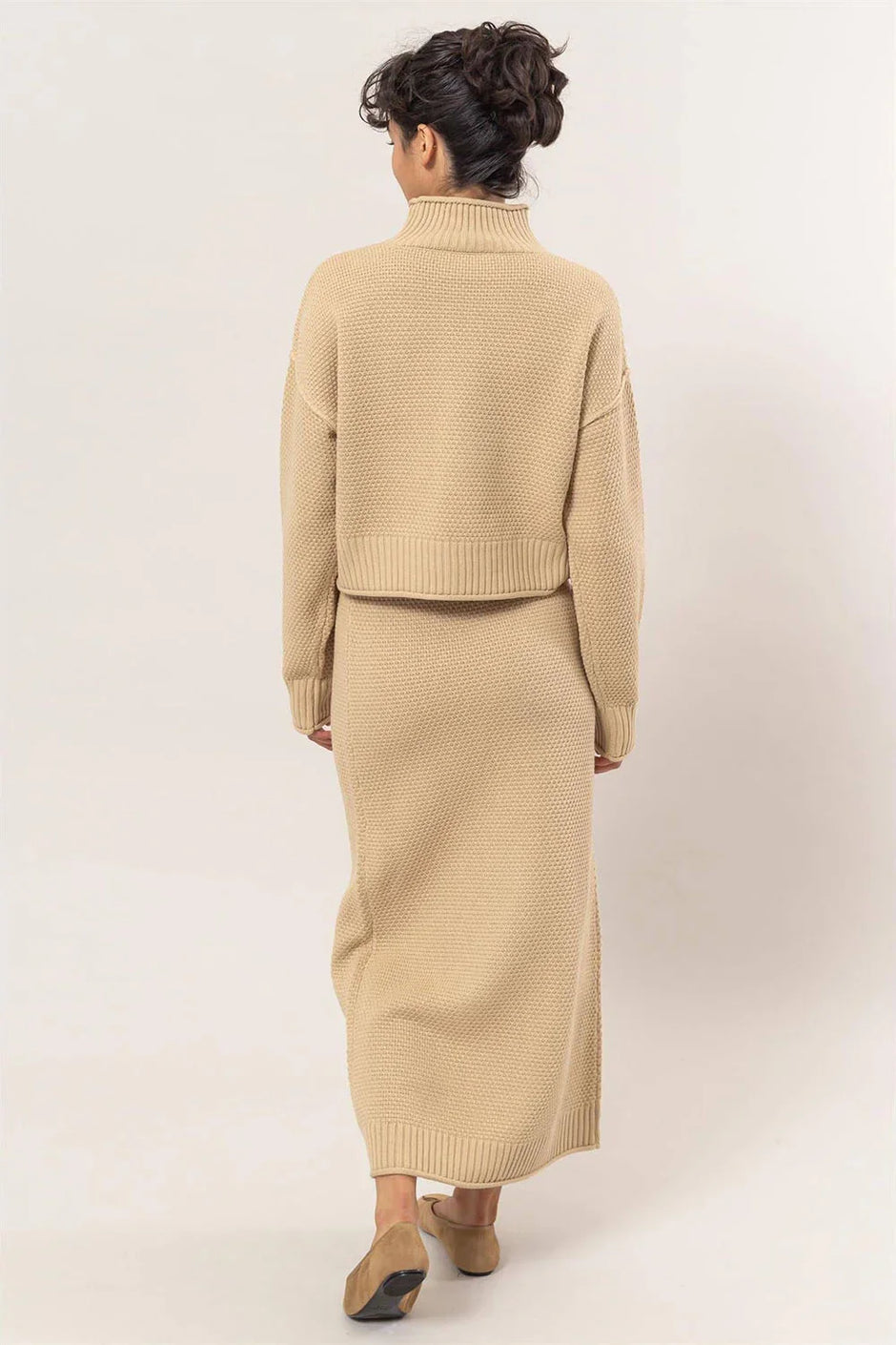 Black Knit Turtleneck Long Sleeve Sweater & Maxi Skirt 2 Piece Set