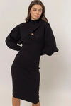 Ribbed Sleeveless Round Neck Midi Dress & Crop Cami Long Sleeve Sweater Set