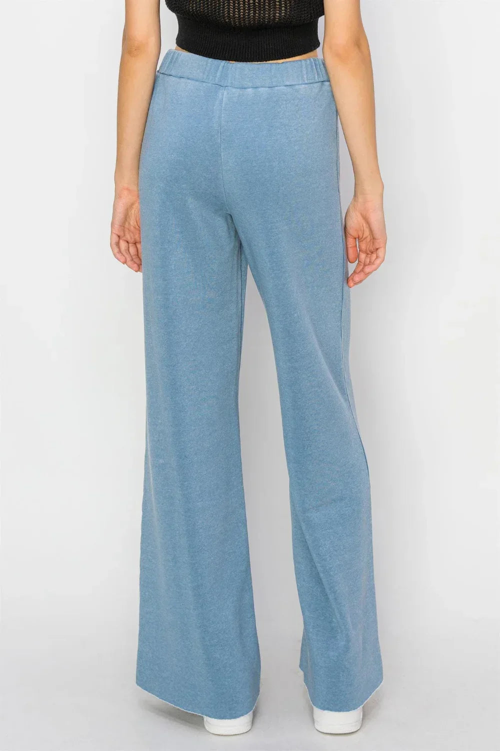 Scuba High Waist Wide Leg Drawstring Lounge Powder Blue Sweatpants