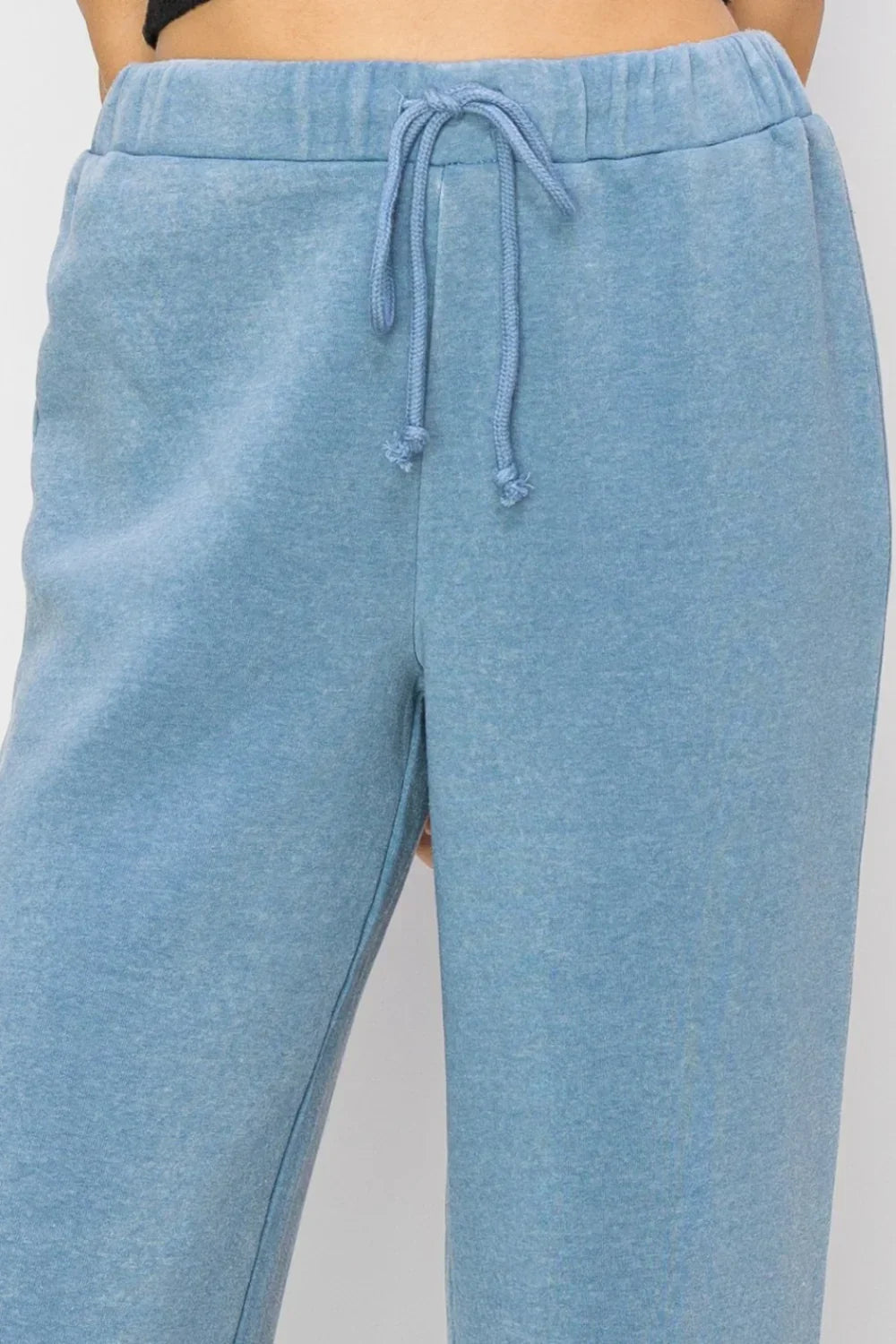 Scuba High Waist Wide Leg Drawstring Lounge Powder Blue Sweatpants