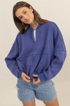 HF24F651 Washed French Terry Ribbed Collar Zip Up Jacket - Tasha Apparel Wholesale