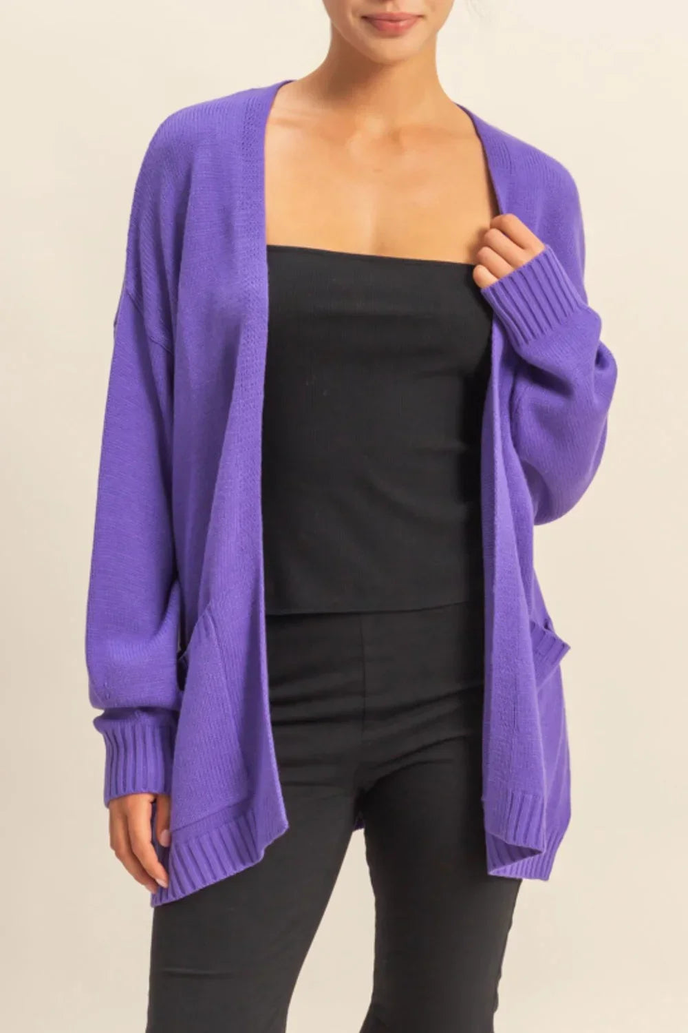 Oversized Open Front Long Sleeve Soft Knit Cozy Boutique Fashion Cardigan - Tasha Apparel Wholesale