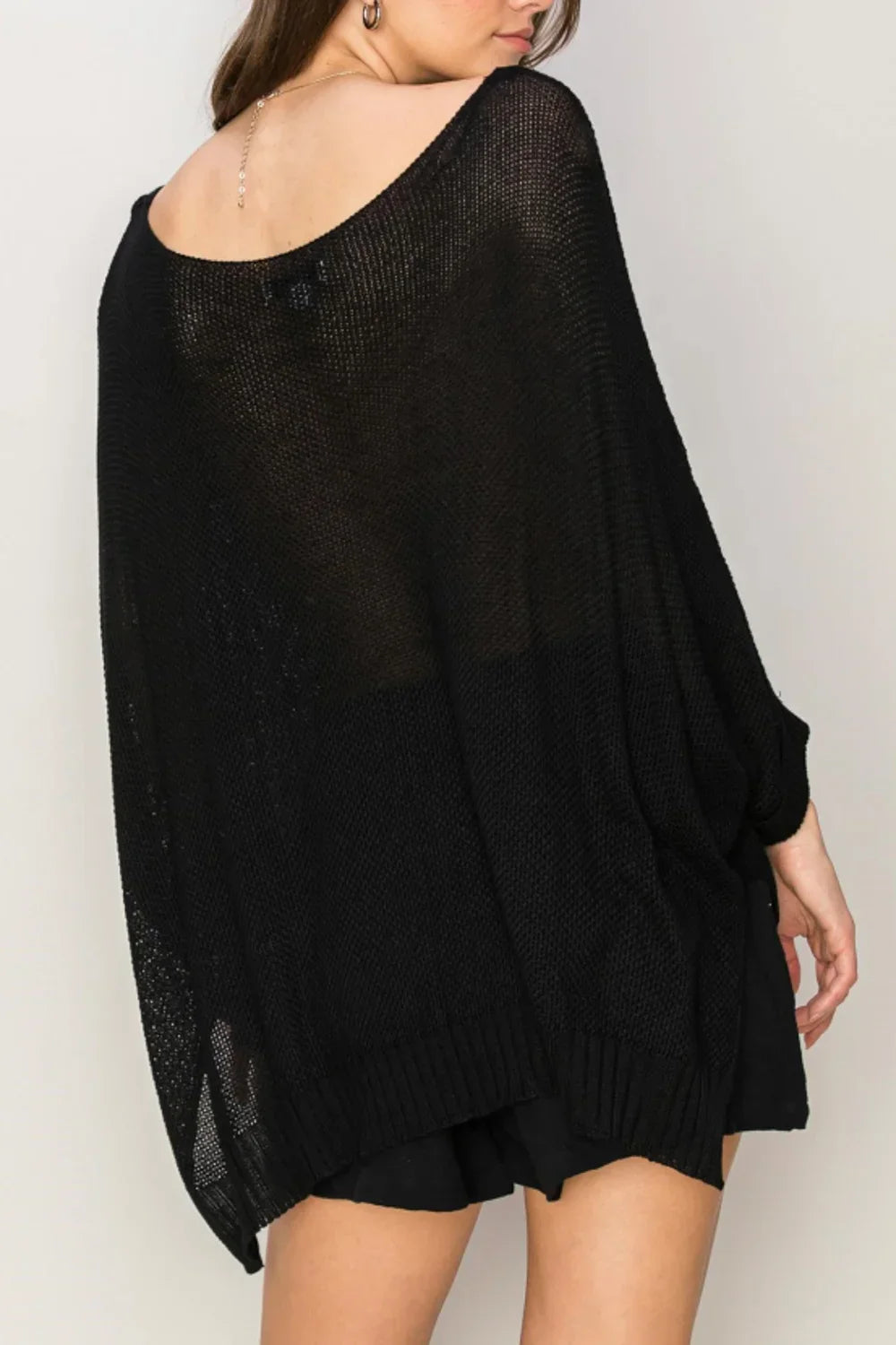 Lightweight Oversized Knit with Dolman Sleeves Relaxed Fit Boutique Fashion Sweater