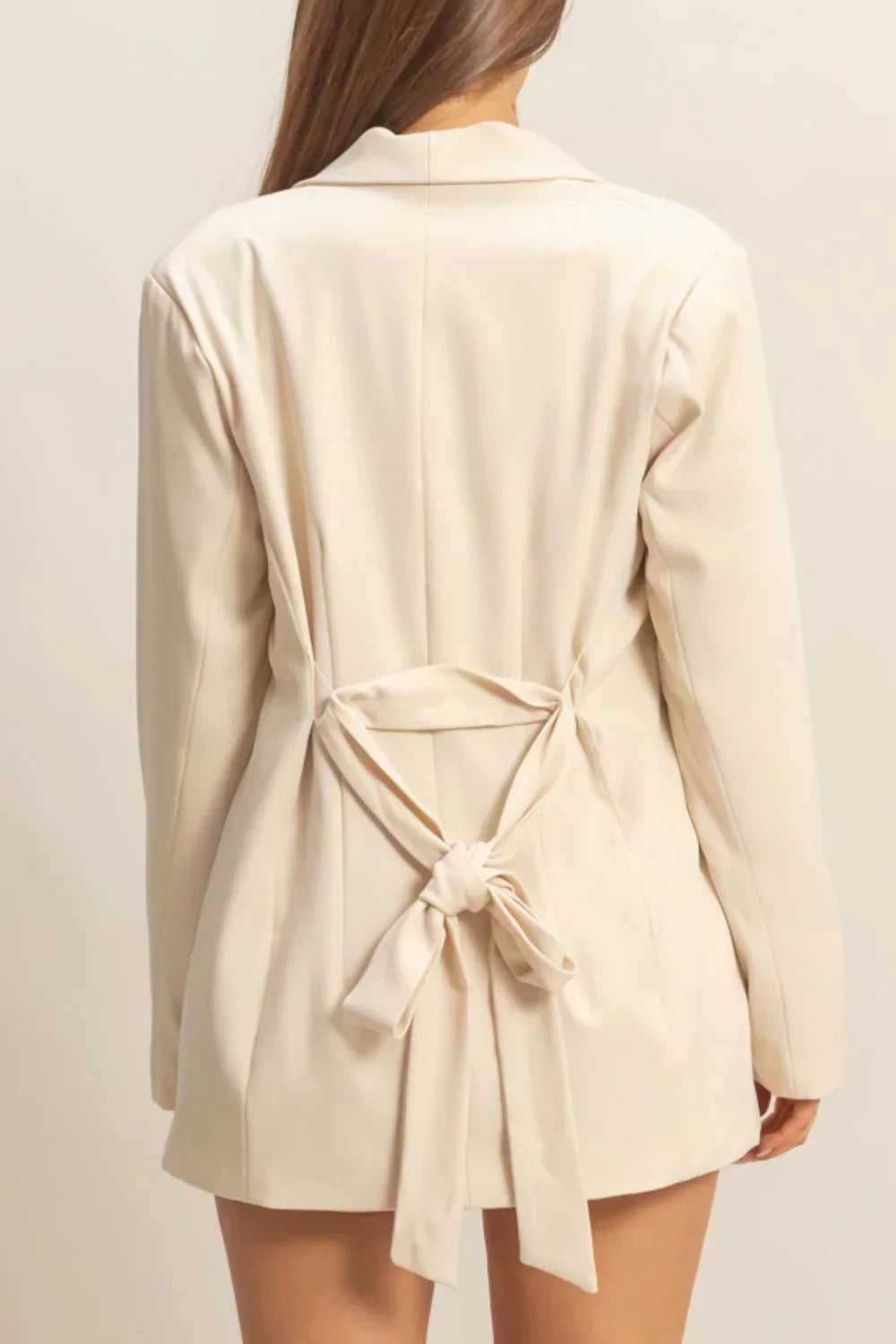 Tie Waist Shawl Collar Single Button Long Sleeve Professional Boutique Fashion Blazer