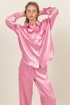 DZ24F996 Satin Flowy Love Pajama Set - Tasha Apparel Wholesale