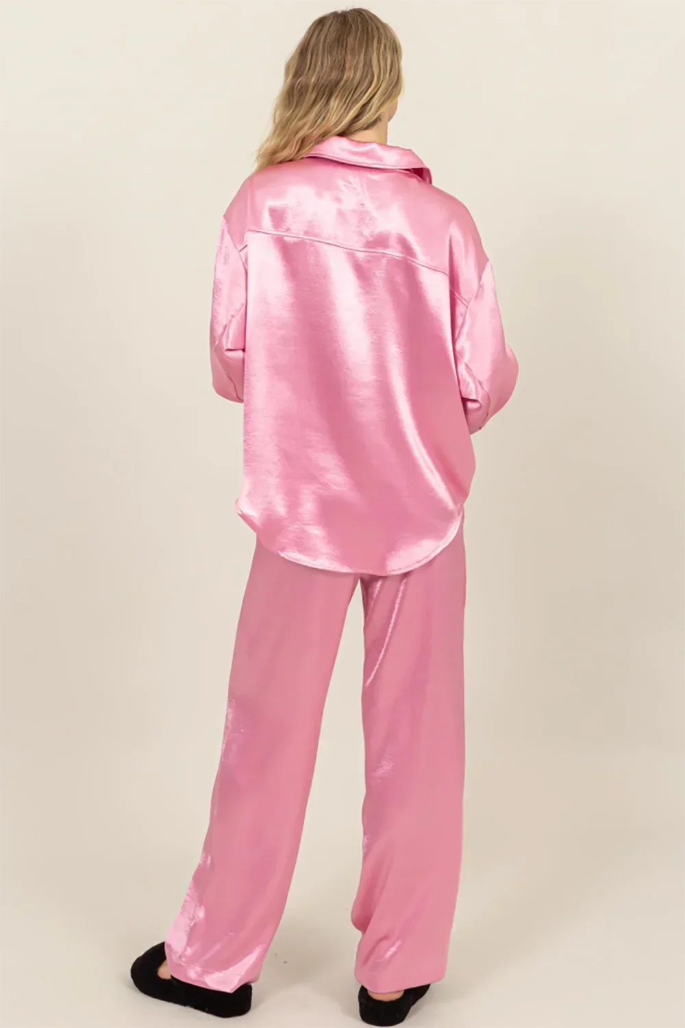 DZ24F996 Satin Flowy Love Pajama Set - Tasha Apparel Wholesale