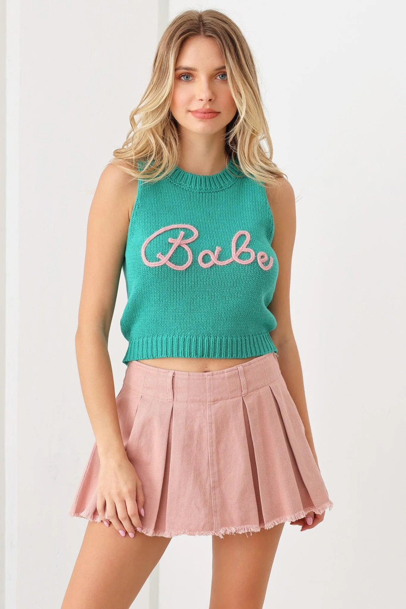 Pleated Denim Mini Skort - Tasha Apparel Wholesale