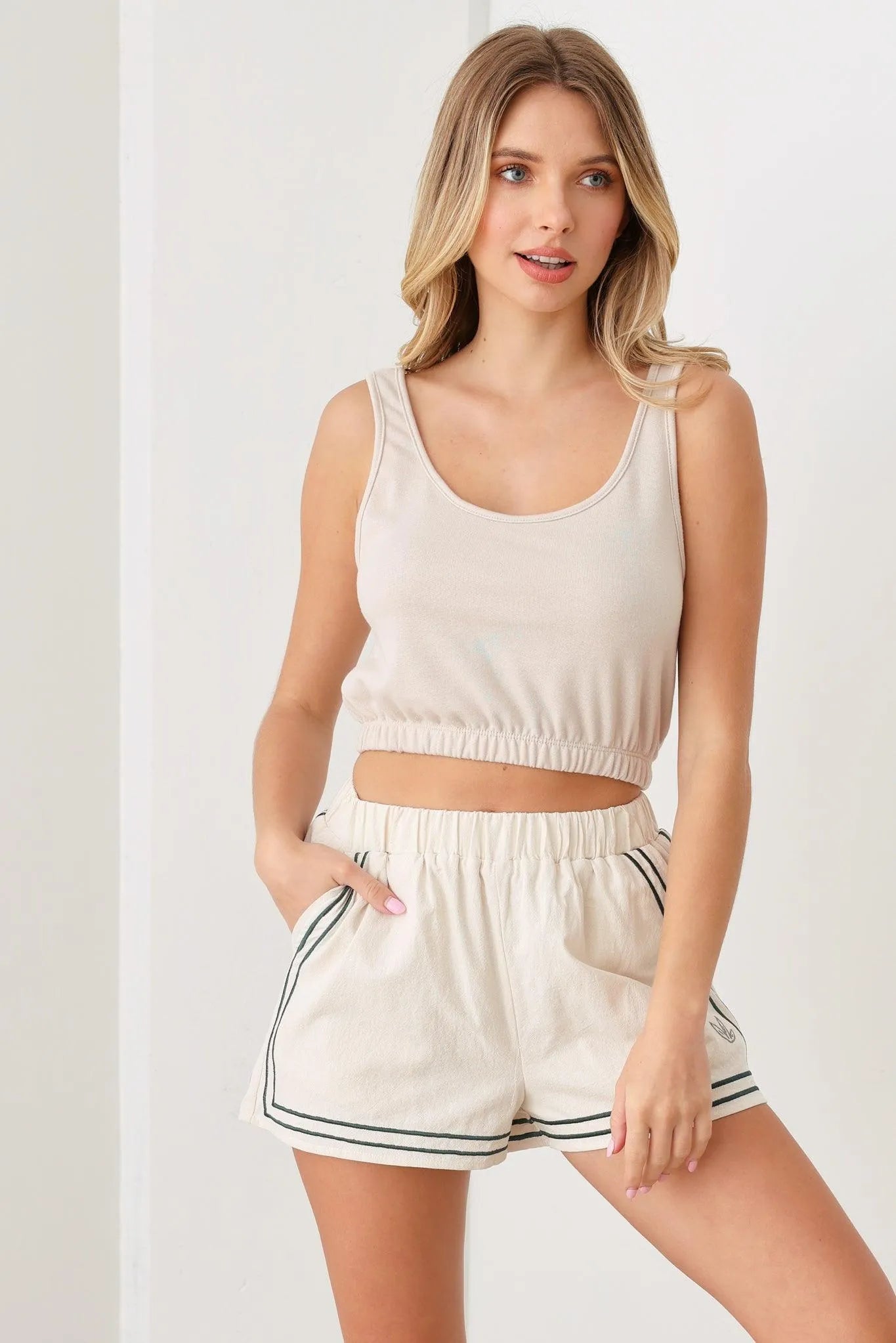 Embroidered Active Two Side Pocket Shorts - Tasha Apparel Wholesale