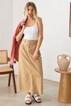 Mid Waist A-Line Frayed Hem Back Leg Slit Maxi Skirt - Tasha Apparel Wholesale