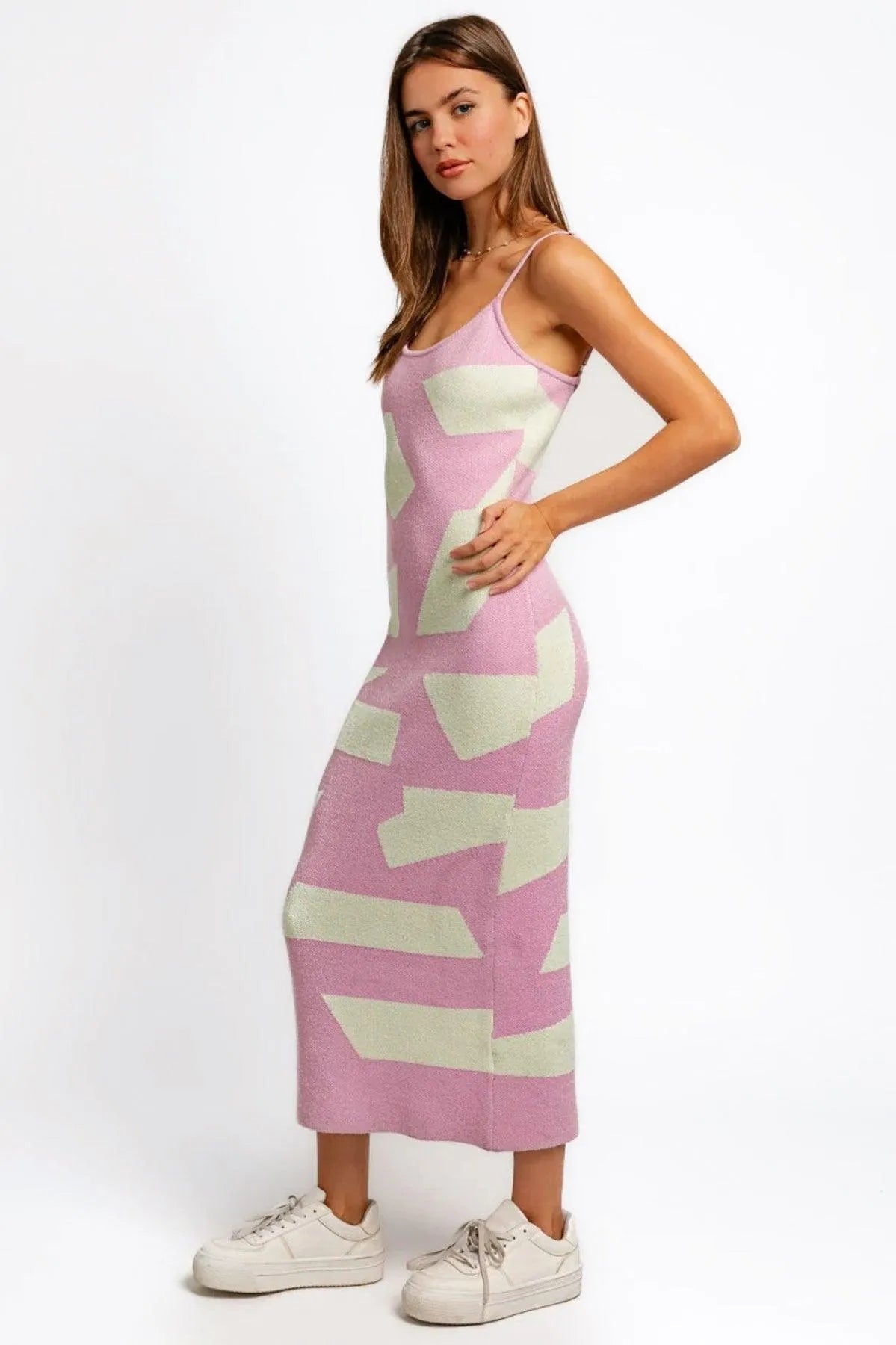 Abstract Printed Sweater Comfy Maxi Dress - Tasha Apparel Wholesale